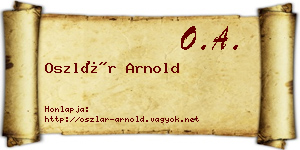 Oszlár Arnold névjegykártya